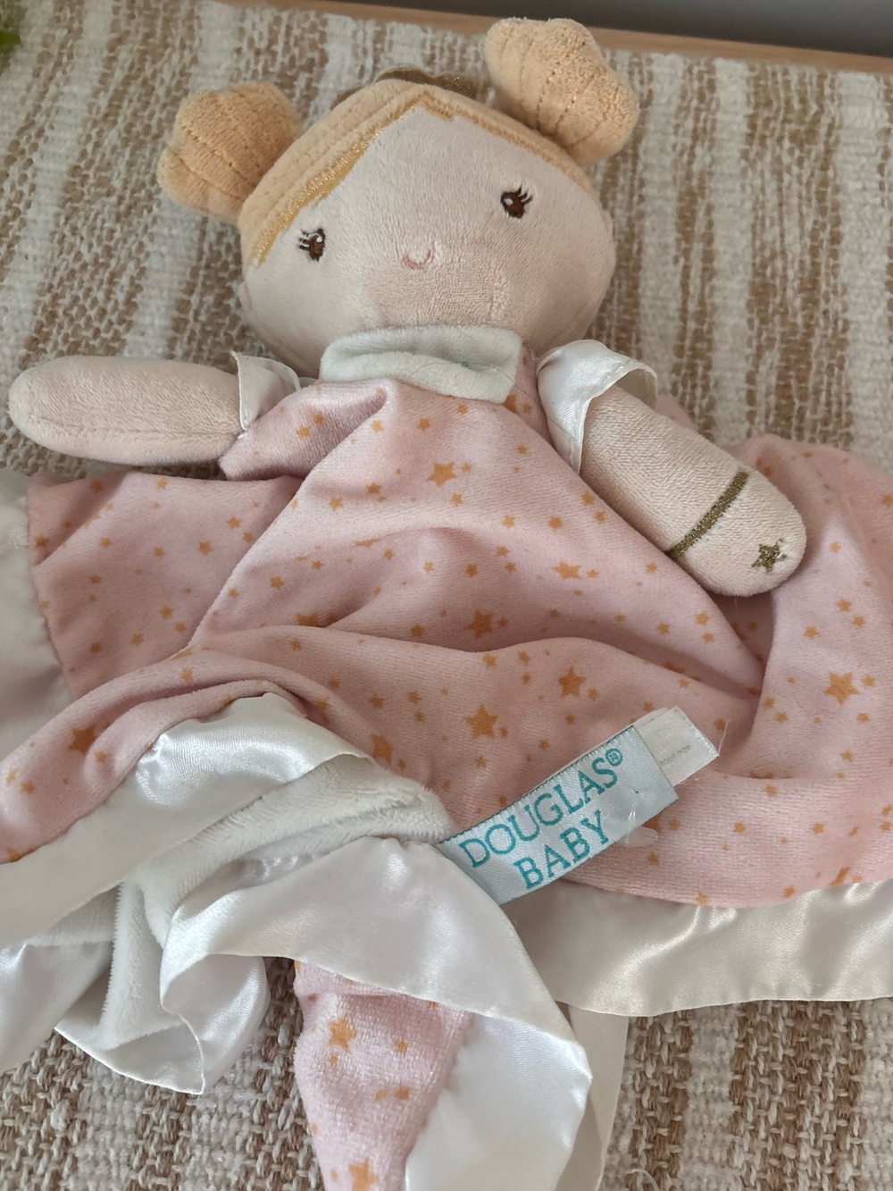 Douglas Pigtail Doll Plush Security Blanket Lovey Satin Trim